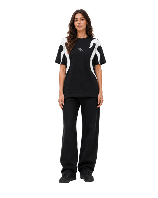Camiseta Negra Flame Oversize