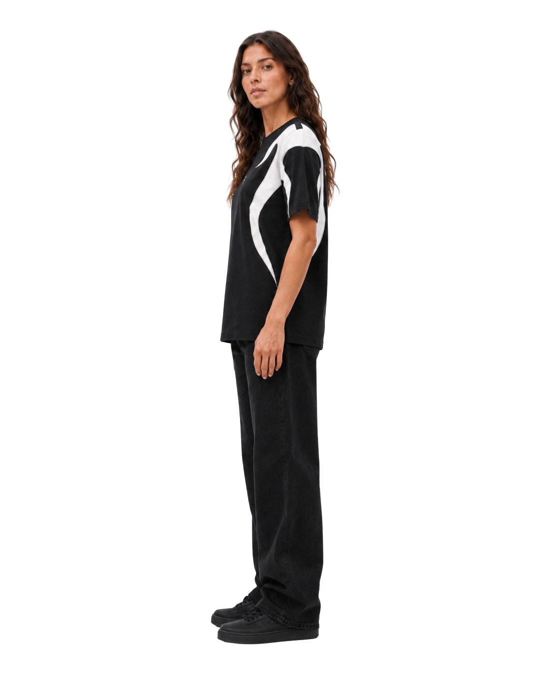 Camiseta Negra Flame Oversize