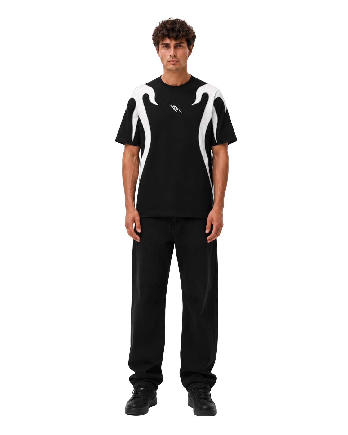 Camiseta Negra Flame Oversize