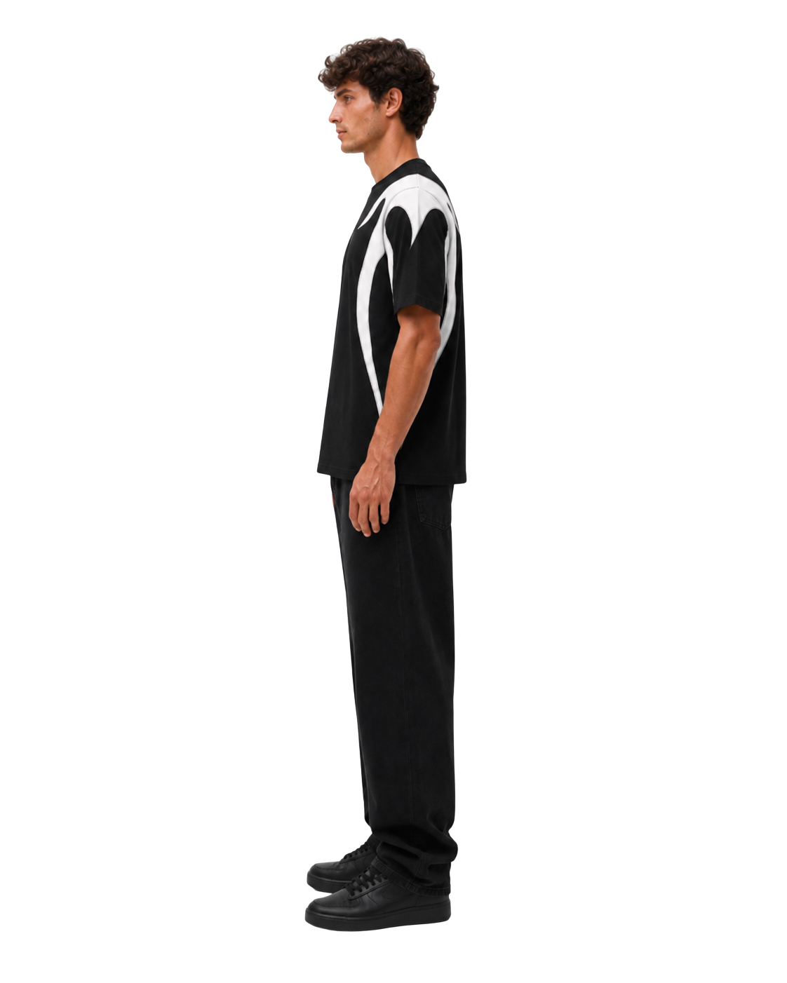 Camiseta Negra Flame Oversize