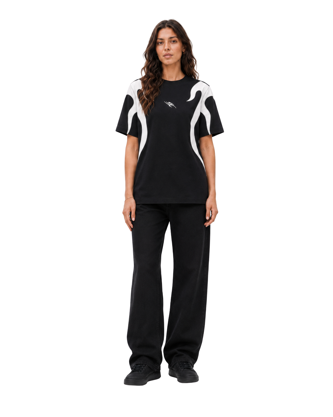 Camiseta Negra Flame Oversize